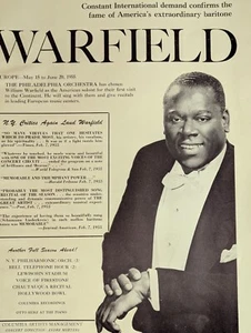 William Warfield 1955 Booking Ad Musical Performer Concert Baritone - Picture 1 of 2
