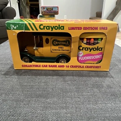 Crayola Limited Edition 1903 Diecast Car Coin Bank With 16 Fluorescent￼ Crayons - Image 1 of 2