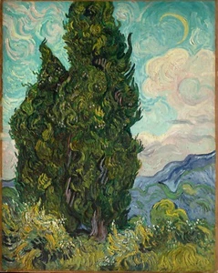 Vincent van Gogh, Cypresses, 1889, Hand Painted Canvas Oil Painting - Picture 1 of 2