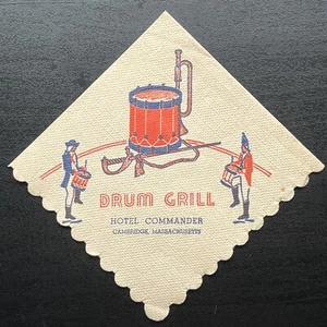 Vintage Drum Grill - Hotel Commander Cocktail Serviette - Cambridge, Massachusetts - Bild 1 von 2