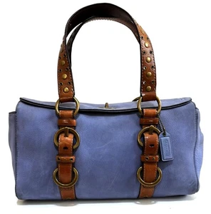 NICE COACH Y2K BLUE LAVENDER NUBUC LEATHER STUDDED CHELSEA TOTE BAG SATCHEL WOW! - Picture 1 of 20
