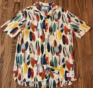 Men’s Tommy Jeans 1985 Hilfiger Short Sleeve Surfboard NY Hawaiian Shirt Sz XS/S - Picture 1 of 9