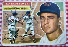 1956 Ted Kluszewski Auto Cincinnati Reds Signed ‘56 Topps Card #25 Autographed