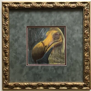 Dodo Bird cornice originale pastello olio ornato cornice oro 18 1/4” x 18 1/4” - Foto 1 di 7