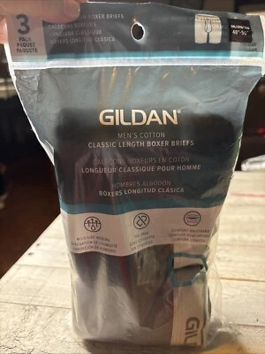 Gildan Mens Cotton Classic Length Boxer Briefs 3 Pack Multi Color size 3XL New - Image 1 of 4
