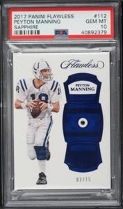 2017 Panini Flawless Sapphire #112 Peyton Manning /15 PSA 10 GEM MINT Colts - Foto 1 di 2