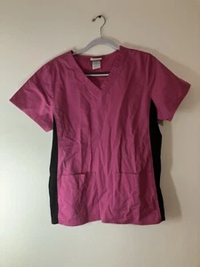 Scrubstar rosa schwarz V-Ausschnitt Peeling Top medizinische Uniform groß - Bild 1 von 7