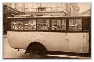 Vintage 1929 RPPC Tour Bus In Hamburg Germany Inter War Sepia Postcard - Bild 1 von 2