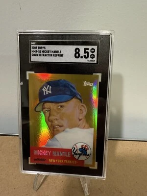 2008 Topps Mickey Mantle SGC 8.5 NM+ Gold Refractor MMR-53 1953 Repint - Image 1 of 2