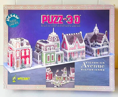 Wrebbit Puzz-3D Victorian Avenue 3D Puzzle 1008 Piece 4 Charming Colorful Houses - Image 1 of 4