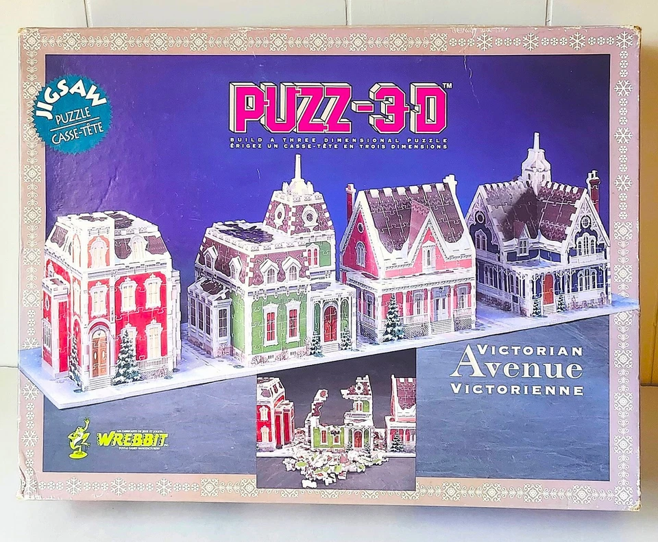 Wrebbit Puzz-3D Victorian Avenue 3D Puzzle 1008 Piece 4 Charming Colorful Houses - Image 1 of 4