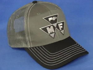 Massey Ferguson Hat - Black/White/Charcoal Twill & Mesh - Triangle Logo - Picture 1 of 1