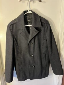 Men’s Black Rivet Wool Blend Coat - Picture 1 of 5
