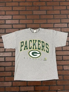 Vintage 90s 1998 Riddell Green Bay Packers XL Gray Shirt Waffle Knit Made in USA - Picture 1 of 12