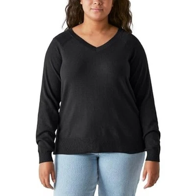 Suéter Lucky Brand para mujer negro cuello en V abertura lateral manga larga talla L nuevo con etiquetas Foto 1 de 4