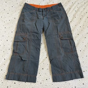 Prana Mid Rise Wide Leg Cargo Capri Pants Women's 6 Gray Orange Hiking Climbing - Picture 1 of 9