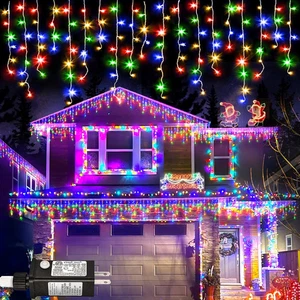 Colored Christmas Lights Outdoor, 33Ft 400 LED Icicle Lights for outside House w - Picture 1 of 12