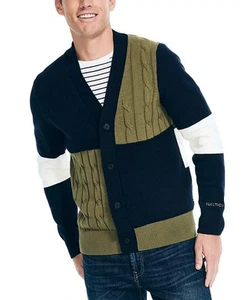 Nautica Men's Classic-Fit Textured Colorblocked Cardigan - Navy Seas-2XL - Picture 1 of 4
