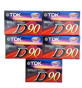 TDK Nastri Cassetta Vuoti Alta Uscita 90 Minuti Lotto di 5 Nuovi Sigillati D90 Dynamic - Foto 1 di 6