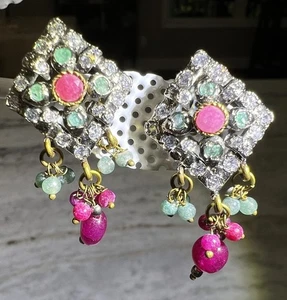 Antique Ruby, Emerald, Earrings - Bild 1 von 9