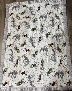 Vintage Looney Tunes Bugs Bunny Daffy Marvin The Martian Baby Blanket - Picture 1 of 4