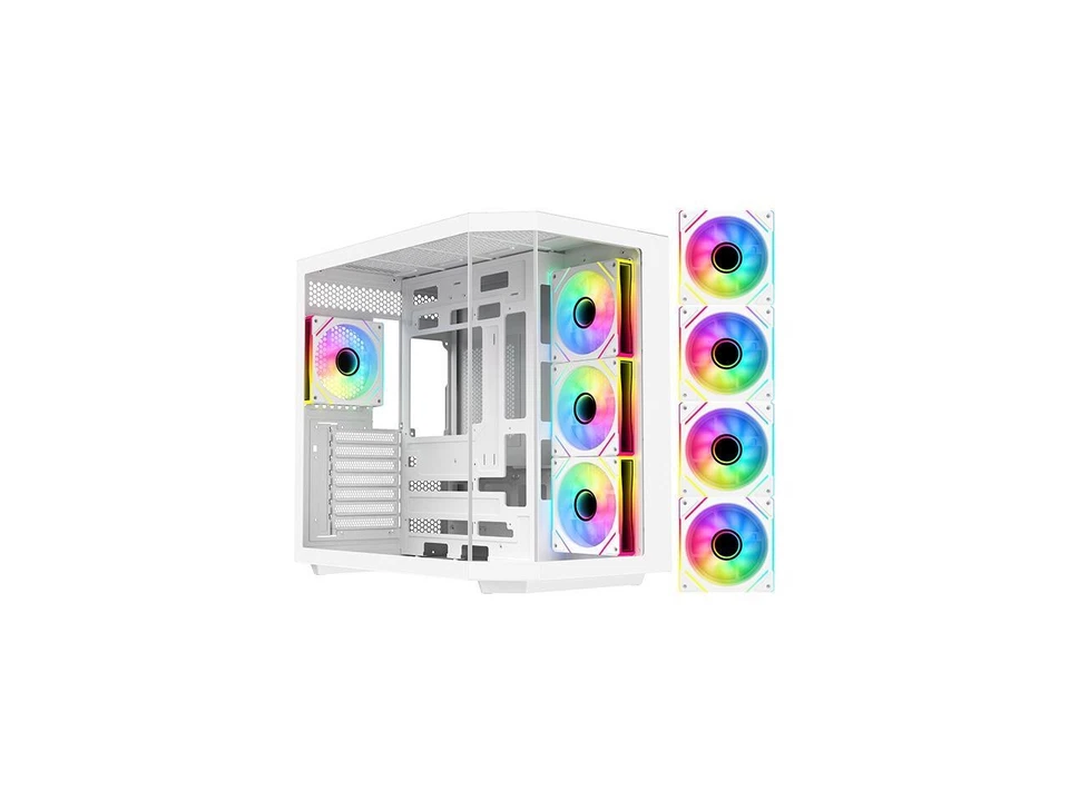DIYPC ARGBN3W E-ATX Gaming Case (White) - Image 1 of 1