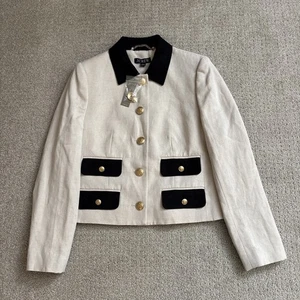 J.Crew Contrast Lady Jacket Textured Linen Blend Dried Wheat Preppy US 2 NWT - Picture 1 of 10