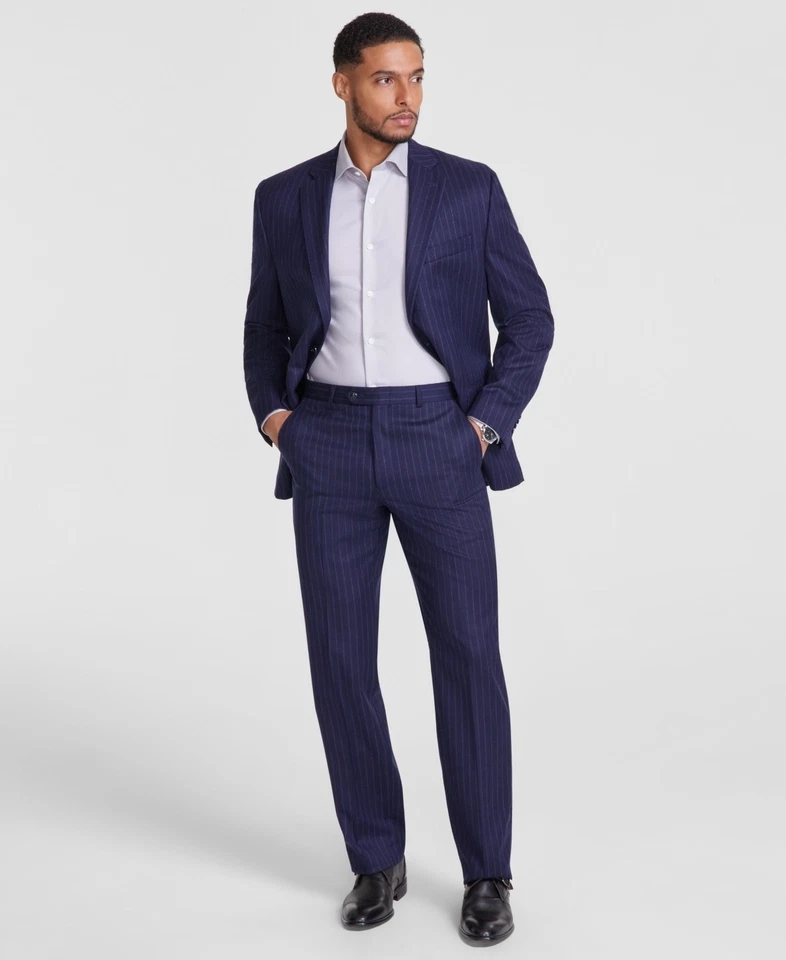 Michael Kors Mens Classic fit Dress Pants 34 / 32 Navy Blue Striped Stretch - Image 1 of 1
