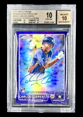 Carlos Correa ROOKIE RC PURPLE AUTO #/250 🔥2015 TOPPS CHROME BGS PRISTINE 10/10 - Image 1 of 4