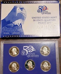 2006 Proof Quarters United States,Nevada,Nebraska,Colorado,North Dakota,S Dakota - Picture 1 of 5