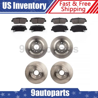 Front & Rear Brake Rotors + Ceramic Brake Pads For 2009 2010 2011 Kia Borrego - Image 1 of 4