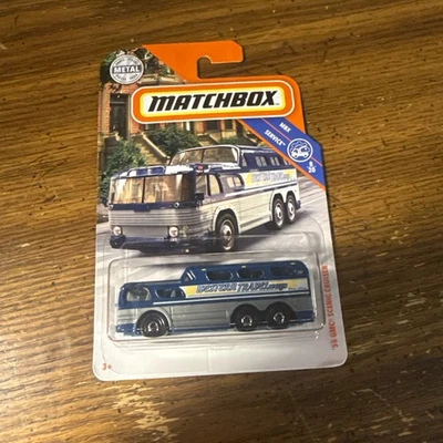 Matchbox #90 '55 GMC® Scenic Cruiser™ 2019 azul | gris | Western Travelway | FSC Foto 1 de 4