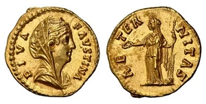 ROMAN IMP. Faustina the Elder c138-161AD Aureus NGC Ch AU 4/5 4/5 Die Shift Rome - Picture 1 of 1