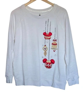 Sudadera con adorno de Mickey de vacaciones de los parques de Disney blanca XL bordada en Navidad - Imagen 1 de 5
