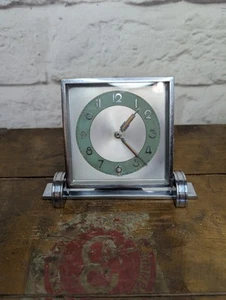 Vintage Antique DRGM German Art Deco Chrome Cased Alarm Clock - Picture 1 of 17