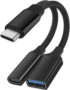 USB C OTG Charging Adapter, 2 in 1 Type-C Splitter with 10W Charging and USB a F - Picture 1 of 12