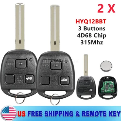 2 For 2004 2005 2006 Lexus ES330 RX330 Remote Key Fob HYQ12BBT 3 Button 4D68 Foto 1 de 4