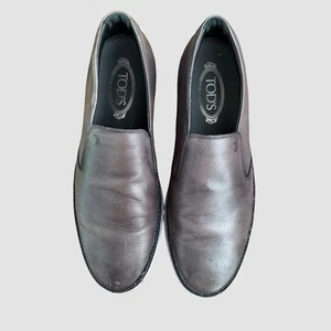 Tenis alpargata TOD'S de cuero gris sin cordones para hombre US9 ($539) - Imagen 1 de 10