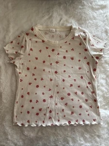 Heart & Hips Girls Blouse Shirt ~ Sz Large (14) ~Yellow ~ Floral ~ Short Sleeve - Picture 1 of 9