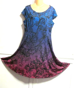 Neu mit Etikett Lily by Firmiana Kleid - knielang blau lila rot - Rundhalsausschnitt - Damen M - Bild 1 von 8