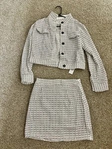 Women's Plaid Woolen Suit Jacket Long Sleeve Outfit Skirt Set 2-Piece Set MEDIUM - Picture 1 of 4