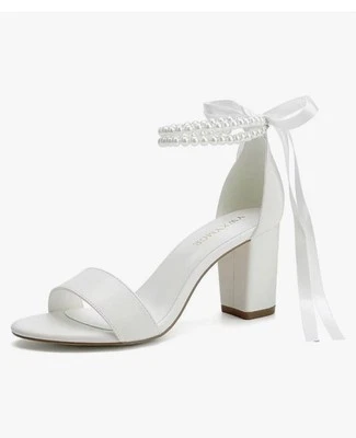Pearl Bridal Shoe NWT- Size 6 Ivory -Block Heel - Image 1 of 4