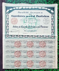 Dépt 77 & Paris - Très Bel Encadrement Carrières de l'Est Parisien du 23/08/1929 - Picture 1 of 1