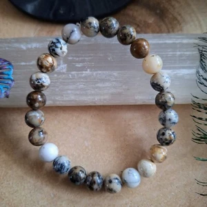 merlinite Bracelet Crystal Healing Dendritic Agate Gift For Him Or Her - Picture 1 of 19