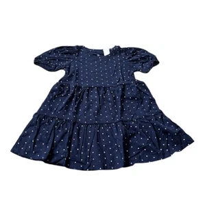 GAP Kids Puff Sleeve Polka-Dot Dress, Navy Blue, Girls Size Small 6-7 NEW - Picture 1 of 6