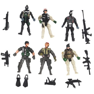 6Pack 1/18 Plastic Special Force Action Figures 10cm Army Men Soldier Playset J - Picture 1 of 9