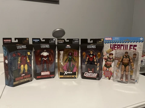 Marvel Legends 5 Action Figure Lot - Iron Man, Falcon, Quasar, Hercules, Blink Cover