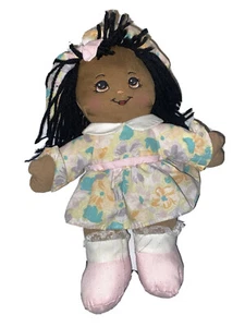 Vintage Sweetie Mine Puppentuch afroamerikanisch schwarz Garn Haar Blumenmuster Kleid - Bild 1 von 6