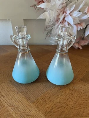 Crueta vintage de aceite y vinagre turquesa Anchor Hocking Blendo Foto 1 de 4