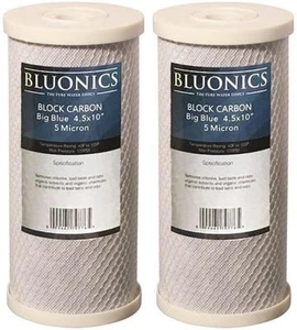 2-PK BLUONICS Carbon Block Water Filters Standard 4.5" x 10" Cartridges - Picture 1 of 3